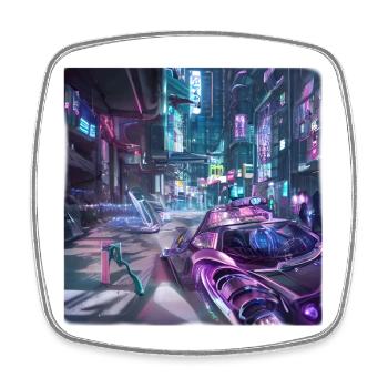 Cybercity - Ville du futur - Magnet carré - blanc - Devant