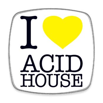 I LOVE ACID HOUSE - Square fridge magnet - white - Front