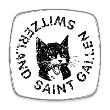 «Cat» Collection – Saint Gallen Switzerland - Viereckiger Kühlschrankmagnet - Weiß - Vorne