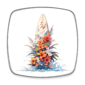 mikakujumi wakeboard with flowers - Viereckiger Kühlschrankmagnet - Weiß - Vorne