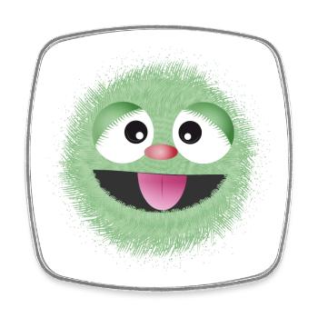 visage de monstre drôle vert menthe câlin - Magnet carré - blanc - Devant