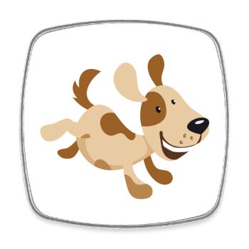 Little running dog illustration for baby, child - Square fridge magnet - white - Front
