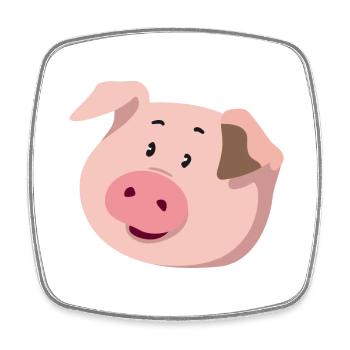 Piggy Head – Cute Animal Illustration - Square fridge magnet - white - Front