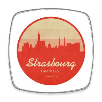 Strasbourg Skyline Vintage Circle - Viereckiger Kühlschrankmagnet - Weiß - Vorne