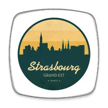 Strasbourg Skyline – Sonnenuntergang Design - Viereckiger Kühlschrankmagnet - Weiß - Vorne