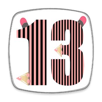 SCHOOL CHILD THIRTEEN - NUMBER 13 - Square fridge magnet - white - Front