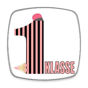 1. Klasse - Schulanfang Buntstifte - ERSTKLASSIG - Viereckiger Kühlschrankmagnet - Weiß - Vorne