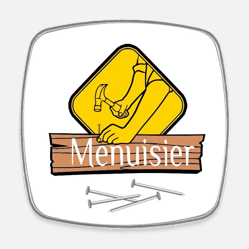 Menuisier - Magnet carré - blanc