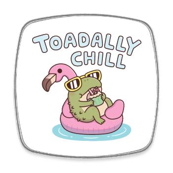 Lustige Kröte chillt auf Flamingo Toadally Chill - Viereckiger Kühlschrankmagnet - Weiß - Vorne