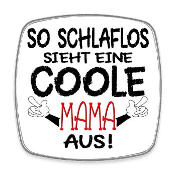 SCHLAFLOSE MAMA - SCHWANGERSCHAFT MUTTER - Viereckiger Kühlschrankmagnet - Weiß - Vorne