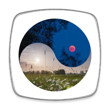 Yin and Yang of the Lunar Eclipse and the Equinox - Square fridge magnet - white - Front