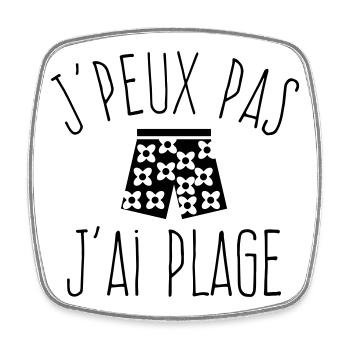 J'peux pas j'ai plage - homme / garçon  - Magnet carré - blanc - Devant