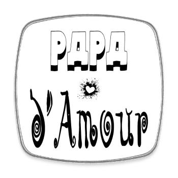 Papa Amour Cœur Père - Magnet carré - blanc - Devant