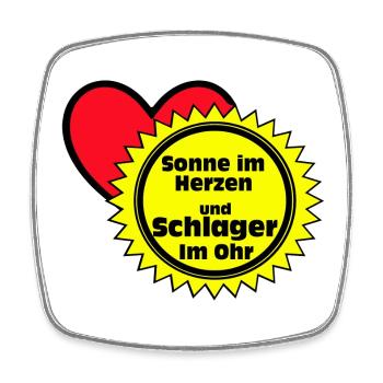 Schlager Party , Schlager Musik , Sonne im Herzen - Viereckiger Kühlschrankmagnet - Weiß - Vorne