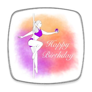 Illustration en dégradé d’anniversaire pour la danse au poteau - Magnet carré - blanc - Devant