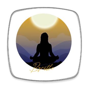 Conception de silhouette de méditation pour yoga respiratoire - Magnet carré - blanc - Devant
