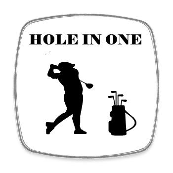 GOLFEUR HOLE IN ONE - Magnet carré - blanc - Devant