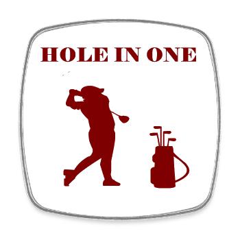 GOLFEUR HOLE IN ONE - Magnet carré - blanc - Devant