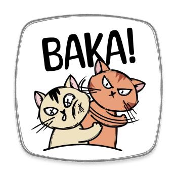 Baka Manga Cat Anime Comic Animation Saying - Square fridge magnet - white - Front
