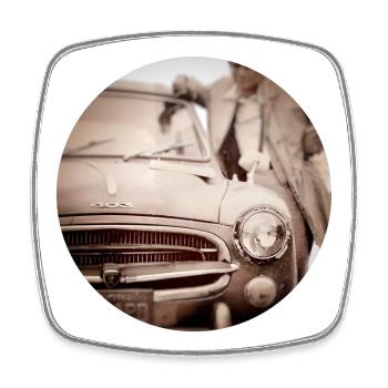 Vintage Autopalette Design in Sepia Tones - Viereckiger Kühlschrankmagnet - Weiß - Vorne