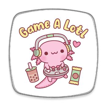 Niedliches Axolotl-Gamer-Spiel Ein Lotl Lustiges Wortspiel - Viereckiger Kühlschrankmagnet - Weiß - Vorne