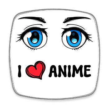 I Love Anime Heart Manga Statement Cartoon - Square fridge magnet - white - Front