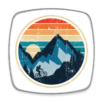 Sunset Ridge Mountain Ride - Square fridge magnet - white - Front