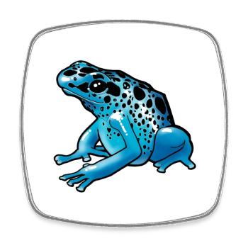 Shiny Blue Spotted Frog - Square fridge magnet - white - Front