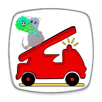 SCHULKIND EINSCHULUNG FEUERWEHRAUTO MAUS - Viereckiger Kühlschrankmagnet - Weiß - Vorne