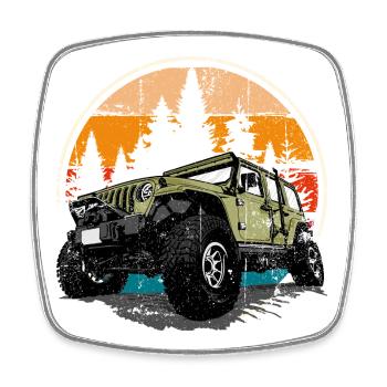 Jeep Sunrise Trail Abenteuer - Viereckiger Kühlschrankmagnet - Weiß - Vorne