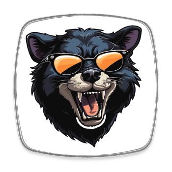 Tasmanischer Teufel mit Sonnenbrille - Viereckiger Kühlschrankmagnet - Weiß - Vorne
