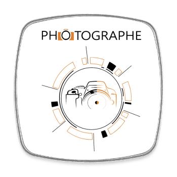 Photographe - Magnet carré - blanc - Devant