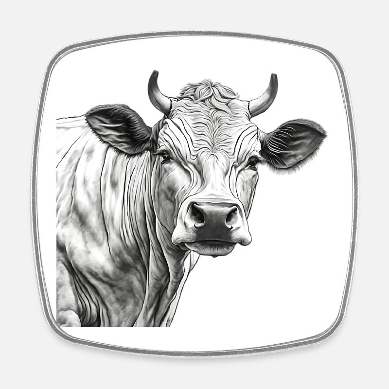 Vache Charolaise - Magnet carré - blanc