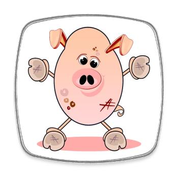 PIGGY - ILLUSTRATIONS D’ANIMAUX PORCELETS - TRUIE - Magnet carré - blanc - Devant