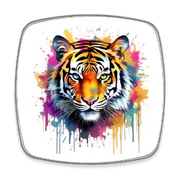 Tiger - Square fridge magnet - white - Front