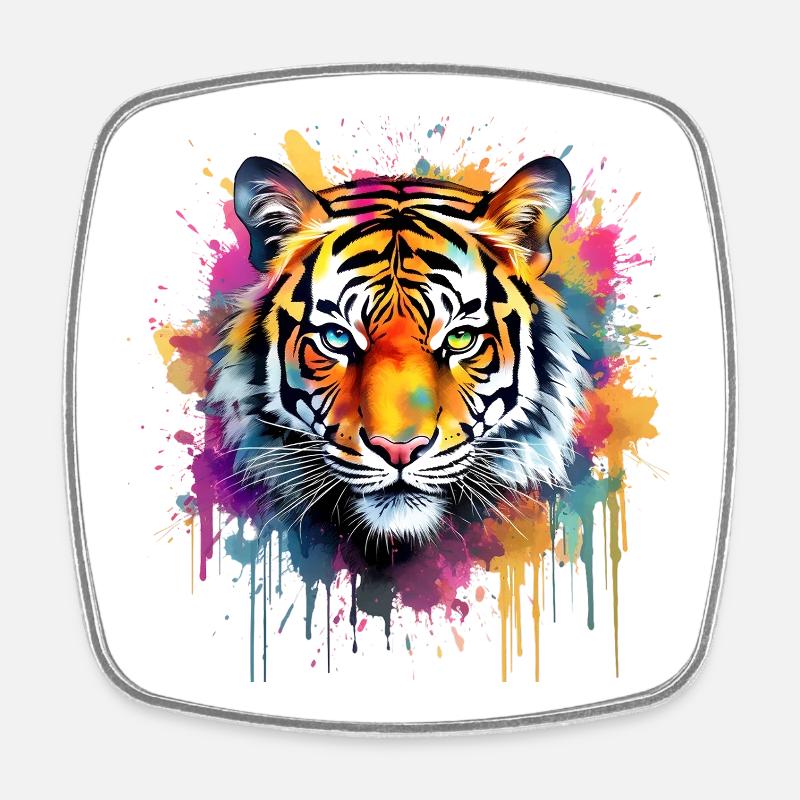 Tiger - Square fridge magnet - white