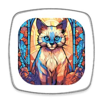 Bunte balinesische Katzenrasse Aquarellmalerei - Viereckiger Kühlschrankmagnet - Weiß - Vorne