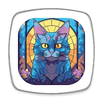 Colorful Chartreux Cat Breed Watercolor Painting - Square fridge magnet - white - Front