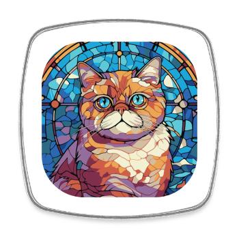 Coloré exotique Shorthair Cat Race Aquarelle - Magnet carré - blanc - Devant