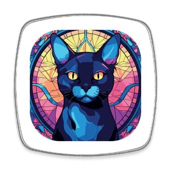 Colorful Bombai Cat Breed Watercolor Painting - Square fridge magnet - white - Front