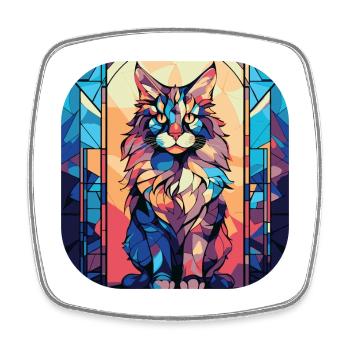 Bunte Maine Coon Katzenrasse Aquarellmalerei - Viereckiger Kühlschrankmagnet - Weiß - Vorne