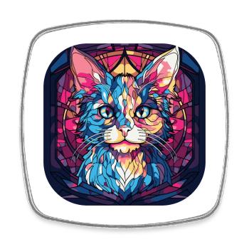 Peinture à l’aquarelle colorée de race de chat LaPerm - Magnet carré - blanc - Devant