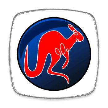 KANGAROO LINE DRAWING MARSUPIALS - Square fridge magnet - white - Front