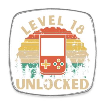 Level 18 freigeschaltet - Viereckiger Kühlschrankmagnet - Weiß - Vorne