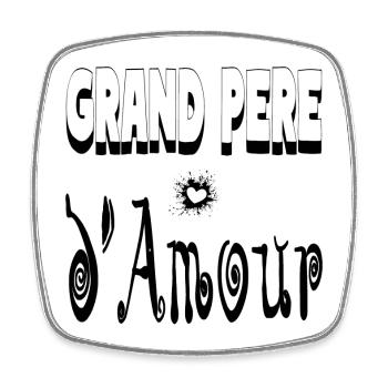 Grand Père Amour Cœur Papy - Magnet carré - blanc - Devant