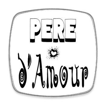 Père Amour Cœur Papa - Magnet carré - blanc - Devant