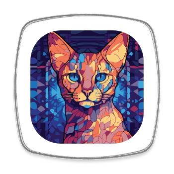 Ocicat coloré Race de chat Aquarelle Peinture - Magnet carré - blanc - Devant