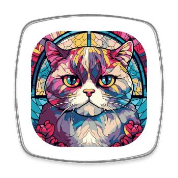 Bunte schottische Faltkatzenrasse Aquarellfarbe - Viereckiger Kühlschrankmagnet - Weiß - Vorne
