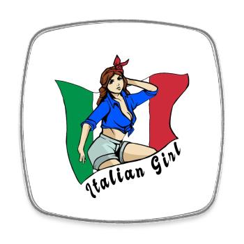 Italian girl flag design - Square fridge magnet - white - Front