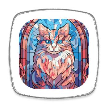 Bunte sibirische Katzenrasse Aquarellmalerei - Viereckiger Kühlschrankmagnet - Weiß - Vorne